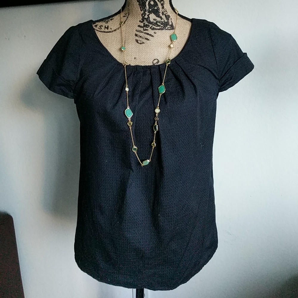 The Limited Black Pleated Peasant Top
